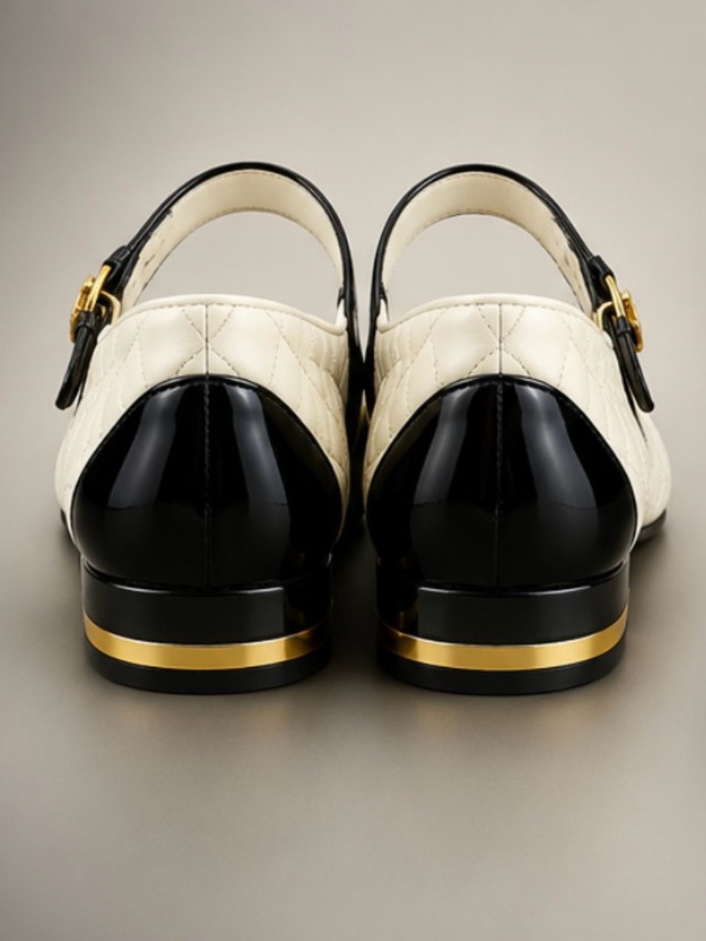 CHANEL Cream Quilted Mary Jane Flats with Black Patent Cap Toe - Picture 3 of 6